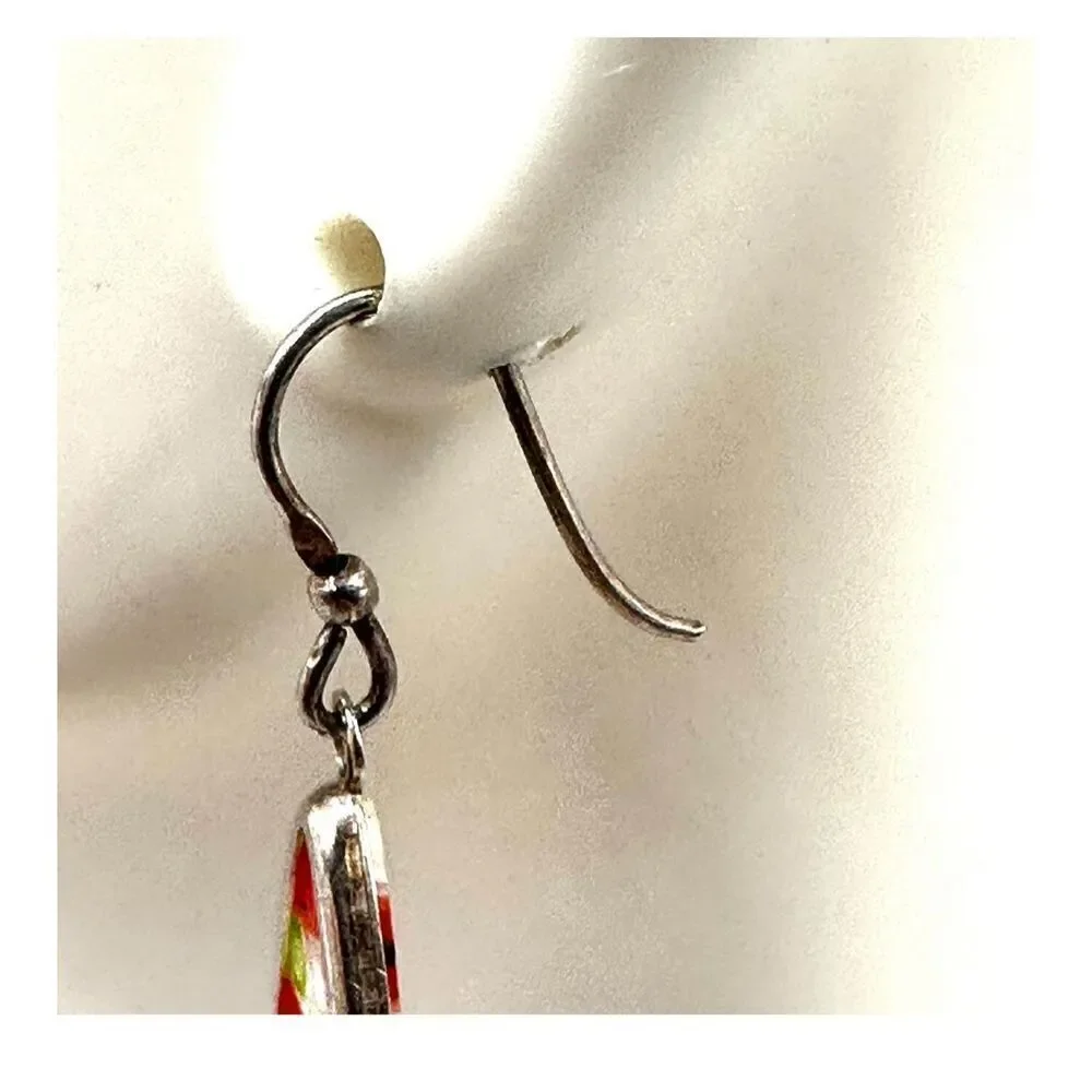 Murano millefiori teardrop sterling silver earrings